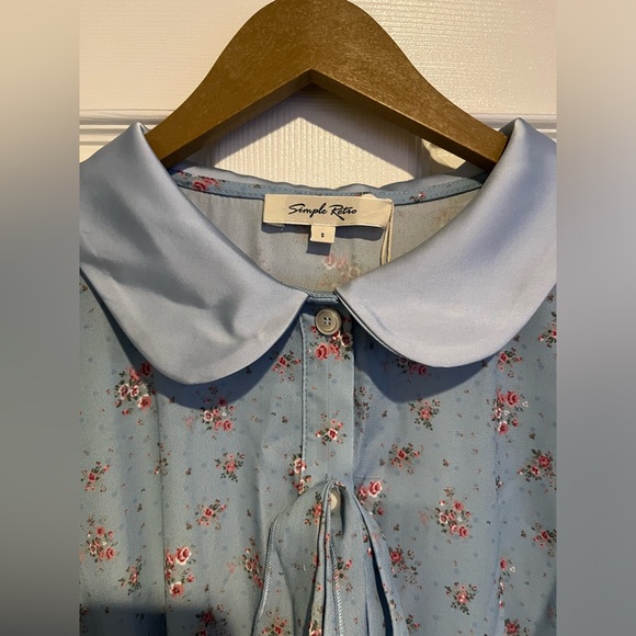 Simple retro elegant blue tea dress - Picture 2 of 7